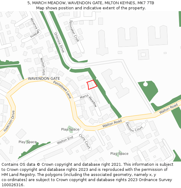 5, MARCH MEADOW, WAVENDON GATE, MILTON KEYNES, MK7 7TB: Location map and indicative extent of plot