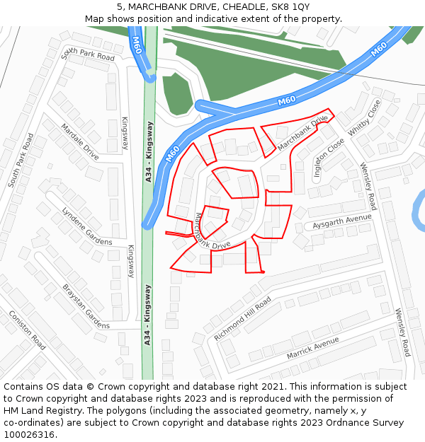 5, MARCHBANK DRIVE, CHEADLE, SK8 1QY: Location map and indicative extent of plot