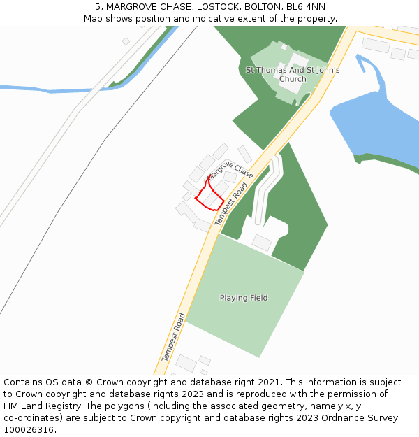 5, MARGROVE CHASE, LOSTOCK, BOLTON, BL6 4NN: Location map and indicative extent of plot