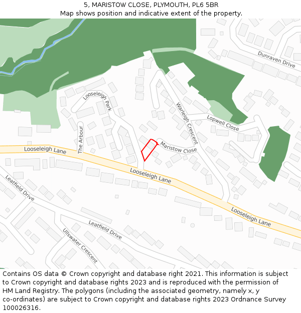 5, MARISTOW CLOSE, PLYMOUTH, PL6 5BR: Location map and indicative extent of plot
