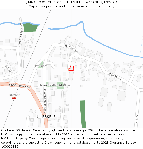 5, MARLBOROUGH CLOSE, ULLESKELF, TADCASTER, LS24 9DH: Location map and indicative extent of plot