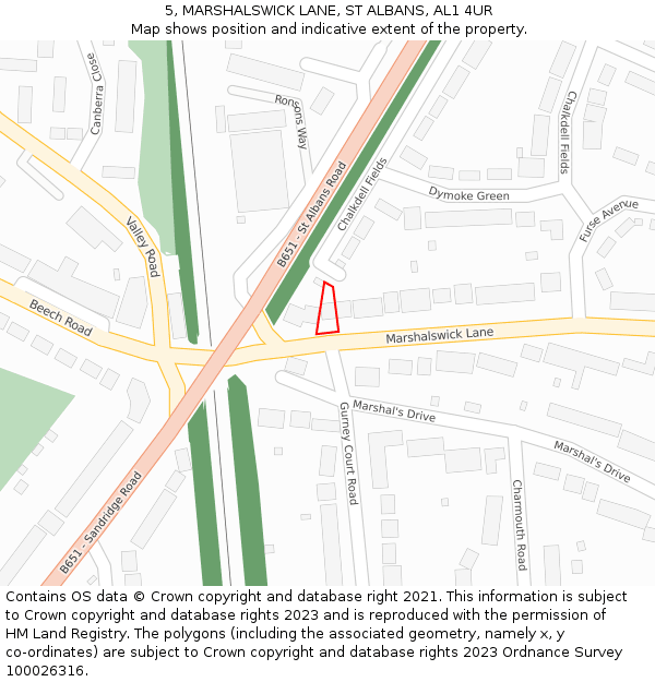 5, MARSHALSWICK LANE, ST ALBANS, AL1 4UR: Location map and indicative extent of plot