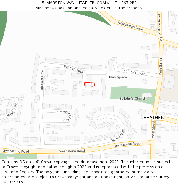 5, MARSTON WAY, HEATHER, COALVILLE, LE67 2RR: Location map and indicative extent of plot