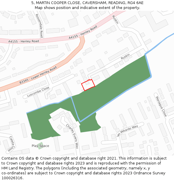 5, MARTIN COOPER CLOSE, CAVERSHAM, READING, RG4 6AE: Location map and indicative extent of plot