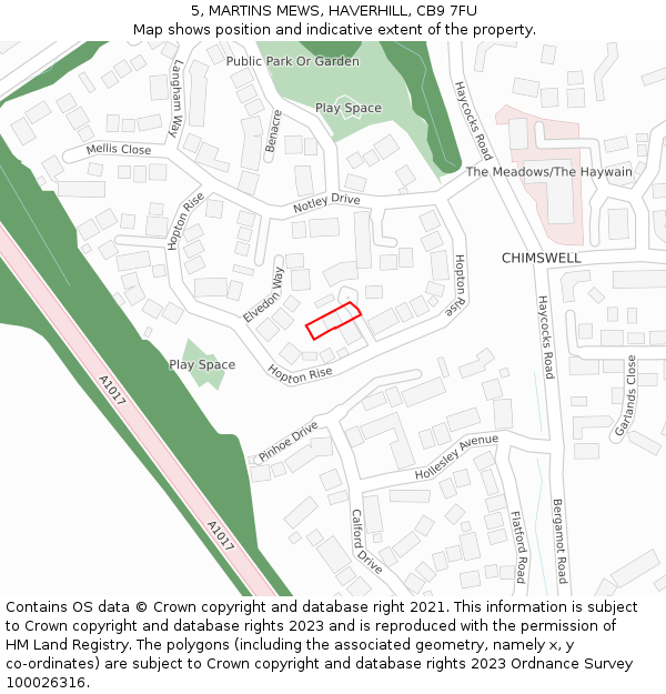 5, MARTINS MEWS, HAVERHILL, CB9 7FU: Location map and indicative extent of plot