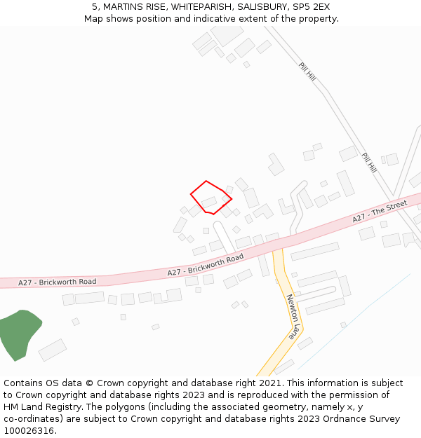 5, MARTINS RISE, WHITEPARISH, SALISBURY, SP5 2EX: Location map and indicative extent of plot