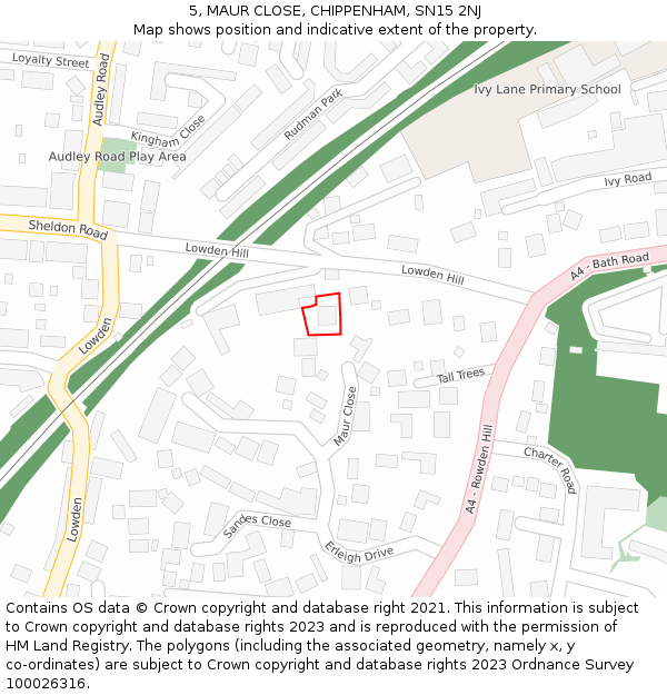 5, MAUR CLOSE, CHIPPENHAM, SN15 2NJ: Location map and indicative extent of plot