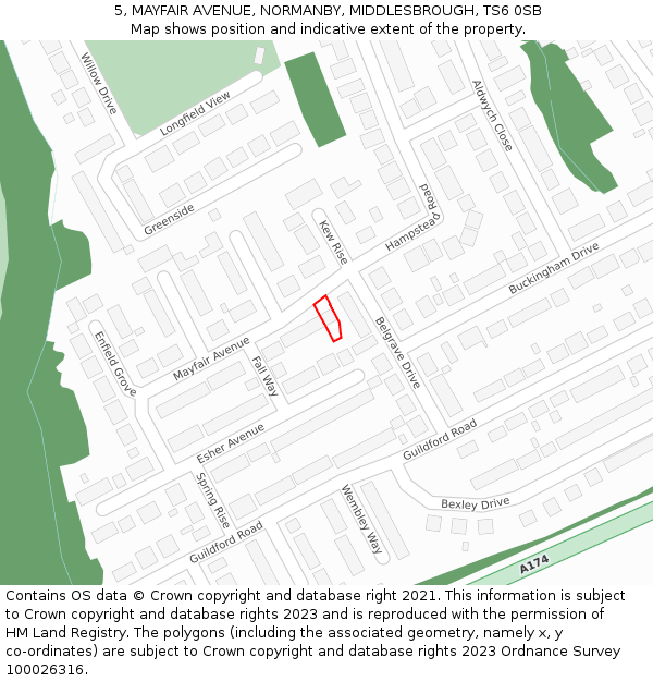 5, MAYFAIR AVENUE, NORMANBY, MIDDLESBROUGH, TS6 0SB: Location map and indicative extent of plot