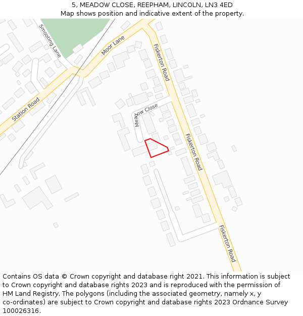 5, MEADOW CLOSE, REEPHAM, LINCOLN, LN3 4ED: Location map and indicative extent of plot