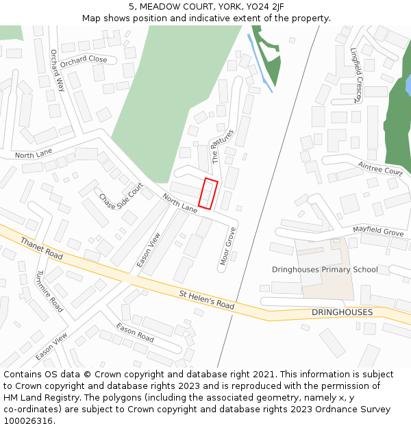 5, MEADOW COURT, YORK, YO24 2JF: Location map and indicative extent of plot