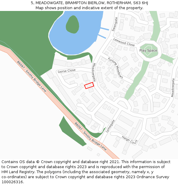 5, MEADOWGATE, BRAMPTON BIERLOW, ROTHERHAM, S63 6HJ: Location map and indicative extent of plot