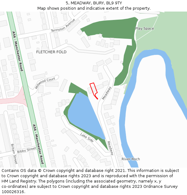 5, MEADWAY, BURY, BL9 9TY: Location map and indicative extent of plot