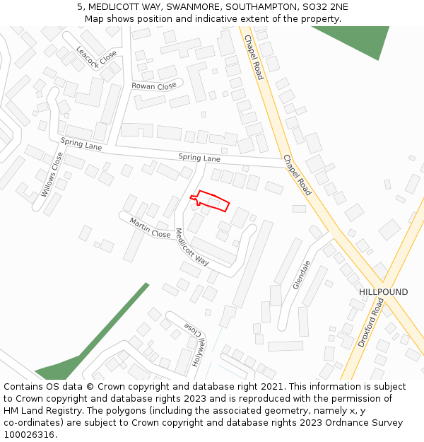 5, MEDLICOTT WAY, SWANMORE, SOUTHAMPTON, SO32 2NE: Location map and indicative extent of plot
