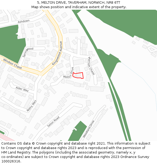 5, MELTON DRIVE, TAVERHAM, NORWICH, NR8 6TT: Location map and indicative extent of plot