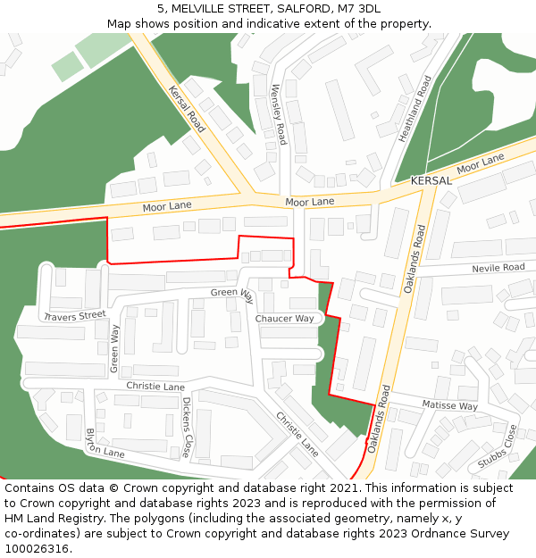 5, MELVILLE STREET, SALFORD, M7 3DL: Location map and indicative extent of plot