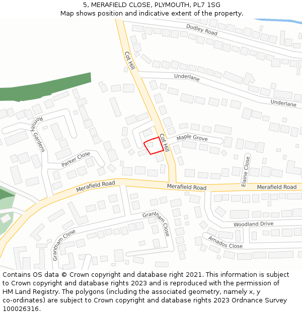 5, MERAFIELD CLOSE, PLYMOUTH, PL7 1SG: Location map and indicative extent of plot