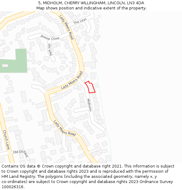 5, MIDHOLM, CHERRY WILLINGHAM, LINCOLN, LN3 4DA: Location map and indicative extent of plot