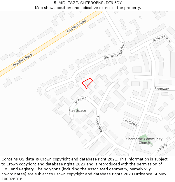 5, MIDLEAZE, SHERBORNE, DT9 6DY: Location map and indicative extent of plot