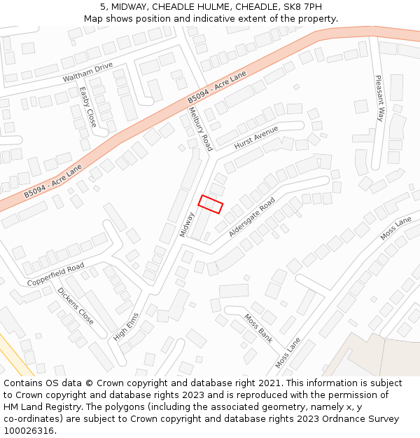 5, MIDWAY, CHEADLE HULME, CHEADLE, SK8 7PH: Location map and indicative extent of plot