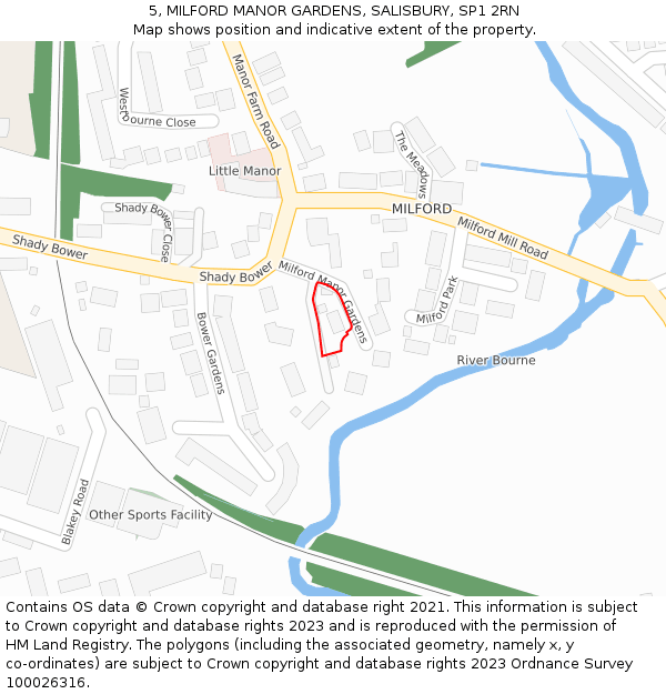 5, MILFORD MANOR GARDENS, SALISBURY, SP1 2RN: Location map and indicative extent of plot