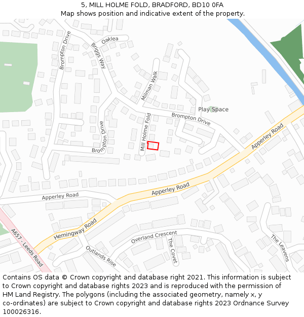 5, MILL HOLME FOLD, BRADFORD, BD10 0FA: Location map and indicative extent of plot