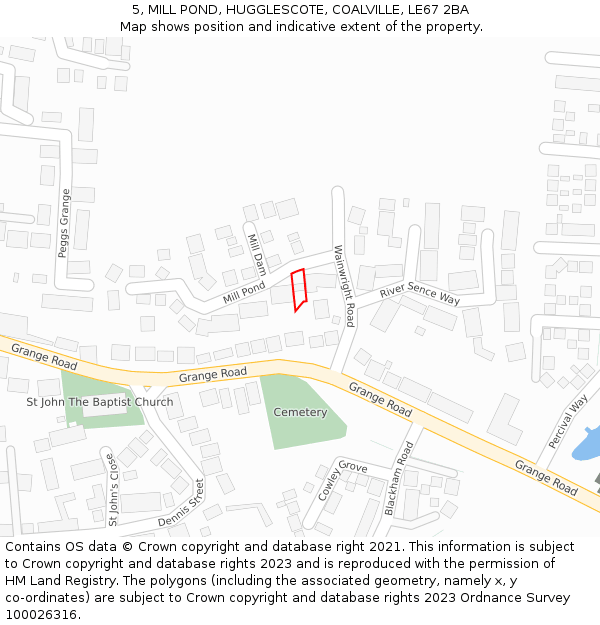 5, MILL POND, HUGGLESCOTE, COALVILLE, LE67 2BA: Location map and indicative extent of plot