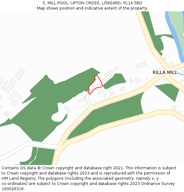 5, MILL POOL, UPTON CROSS, LISKEARD, PL14 5BD: Location map and indicative extent of plot