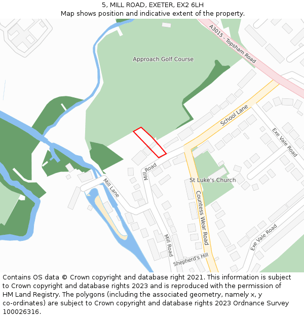 5, MILL ROAD, EXETER, EX2 6LH: Location map and indicative extent of plot