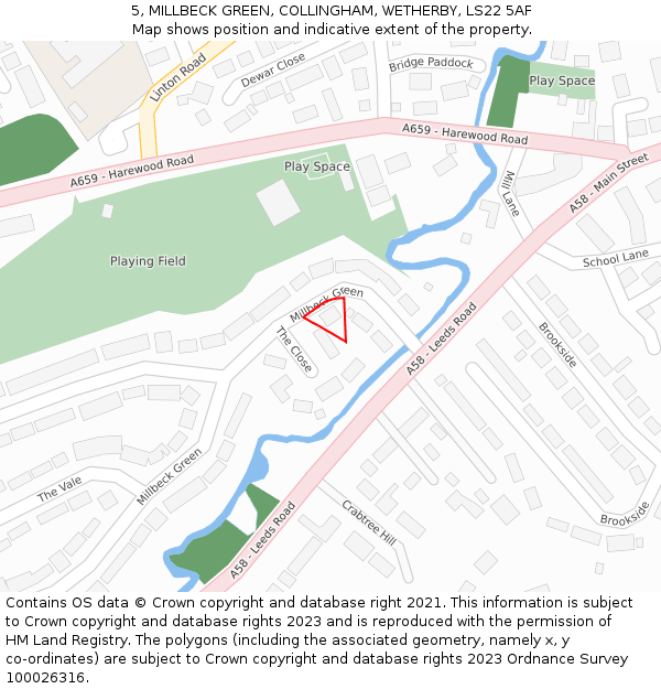 5, MILLBECK GREEN, COLLINGHAM, WETHERBY, LS22 5AF: Location map and indicative extent of plot