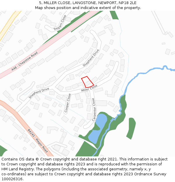 5, MILLER CLOSE, LANGSTONE, NEWPORT, NP18 2LE: Location map and indicative extent of plot