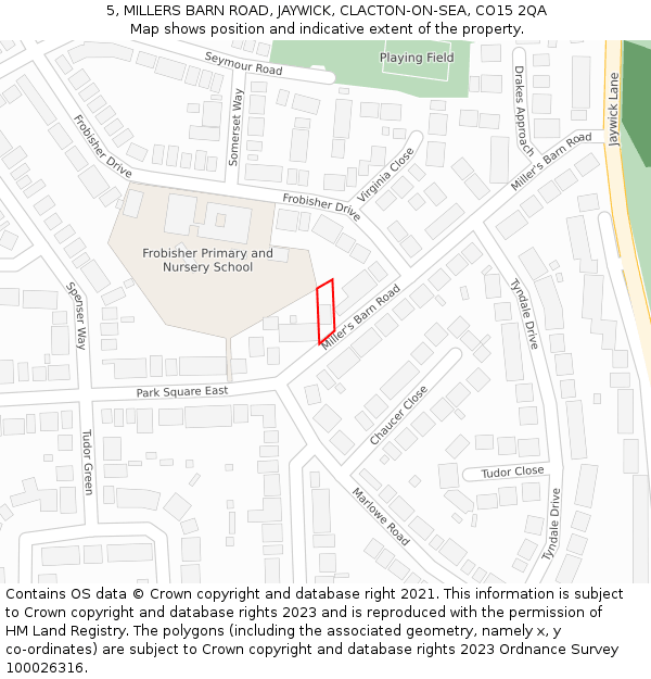 5, MILLERS BARN ROAD, JAYWICK, CLACTON-ON-SEA, CO15 2QA: Location map and indicative extent of plot