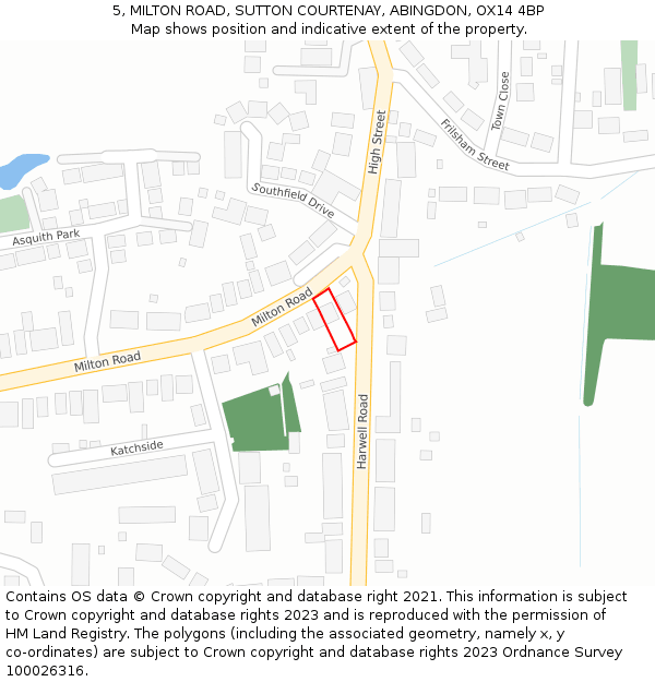 5, MILTON ROAD, SUTTON COURTENAY, ABINGDON, OX14 4BP: Location map and indicative extent of plot