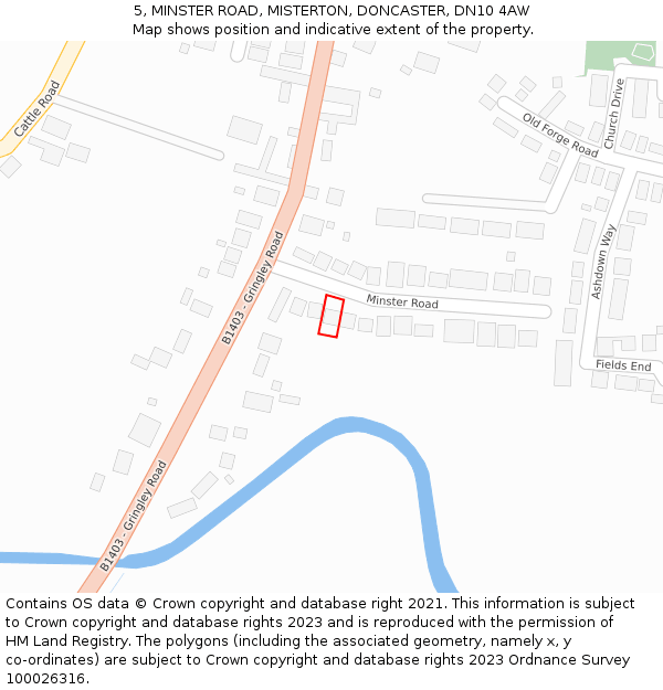 5, MINSTER ROAD, MISTERTON, DONCASTER, DN10 4AW: Location map and indicative extent of plot