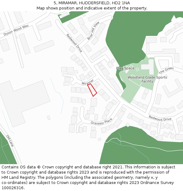 5, MIRAMAR, HUDDERSFIELD, HD2 1NA: Location map and indicative extent of plot