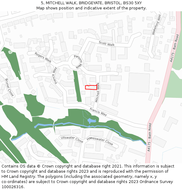 5, MITCHELL WALK, BRIDGEYATE, BRISTOL, BS30 5XY: Location map and indicative extent of plot