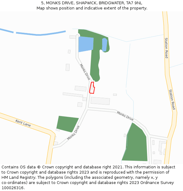 5, MONKS DRIVE, SHAPWICK, BRIDGWATER, TA7 9NL: Location map and indicative extent of plot