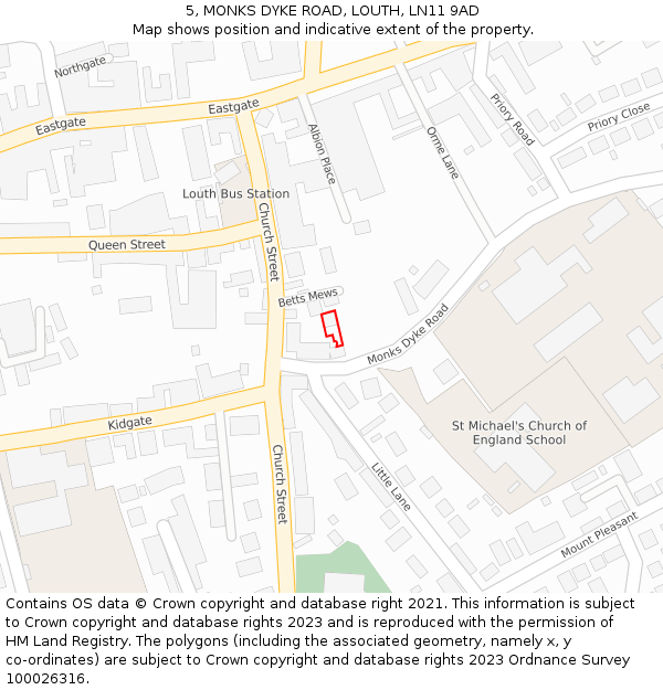 5, MONKS DYKE ROAD, LOUTH, LN11 9AD: Location map and indicative extent of plot