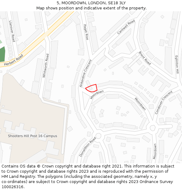 5, MOORDOWN, LONDON, SE18 3LY: Location map and indicative extent of plot
