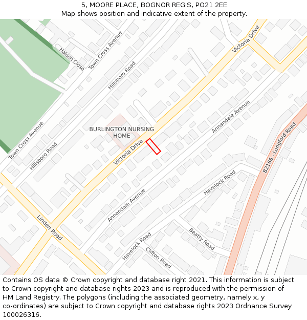 5, MOORE PLACE, BOGNOR REGIS, PO21 2EE: Location map and indicative extent of plot