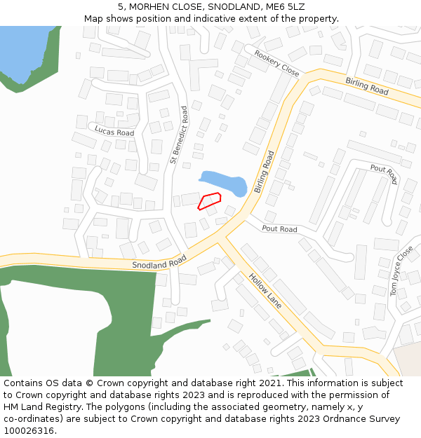 5, MORHEN CLOSE, SNODLAND, ME6 5LZ: Location map and indicative extent of plot