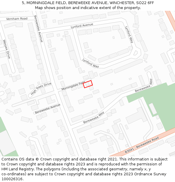 5, MORNINGDALE FIELD, BEREWEEKE AVENUE, WINCHESTER, SO22 6FF: Location map and indicative extent of plot