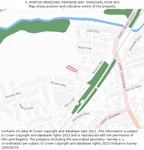 5, MORTON MEADOWS, PEROWNE WAY, SANDOWN, PO36 9FQ: Location map and indicative extent of plot