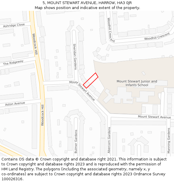 5, MOUNT STEWART AVENUE, HARROW, HA3 0JR: Location map and indicative extent of plot