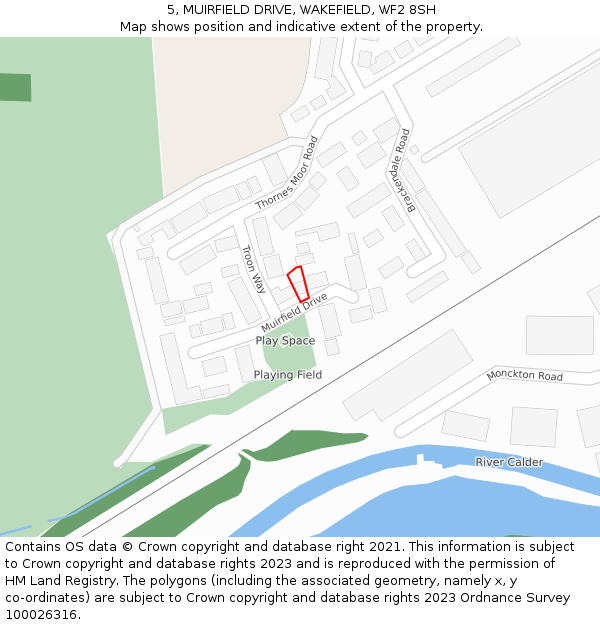 5, MUIRFIELD DRIVE, WAKEFIELD, WF2 8SH: Location map and indicative extent of plot