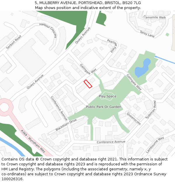 5, MULBERRY AVENUE, PORTISHEAD, BRISTOL, BS20 7LG: Location map and indicative extent of plot