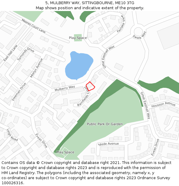 5, MULBERRY WAY, SITTINGBOURNE, ME10 3TG: Location map and indicative extent of plot