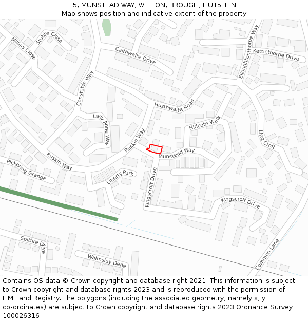 5, MUNSTEAD WAY, WELTON, BROUGH, HU15 1FN: Location map and indicative extent of plot