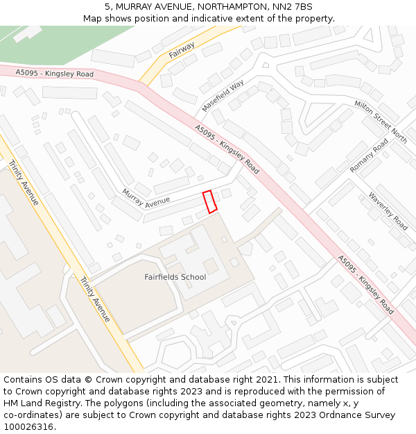 5, MURRAY AVENUE, NORTHAMPTON, NN2 7BS: Location map and indicative extent of plot