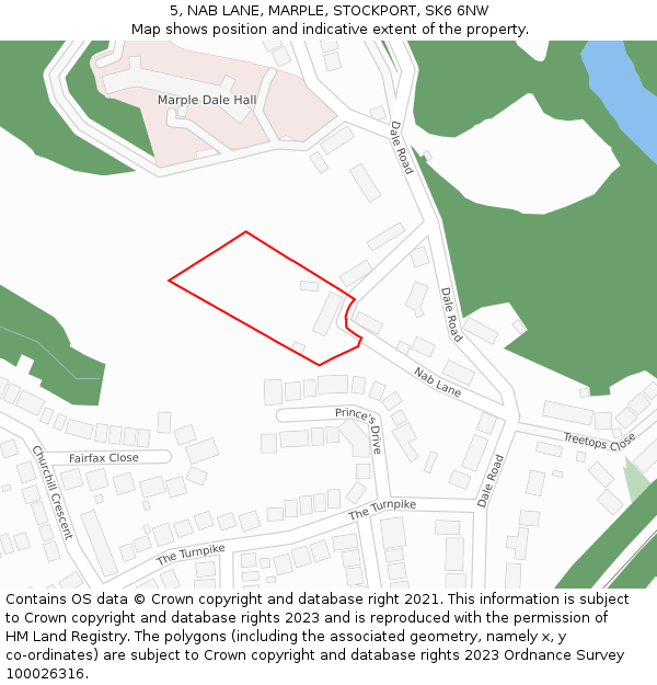 5, NAB LANE, MARPLE, STOCKPORT, SK6 6NW: Location map and indicative extent of plot