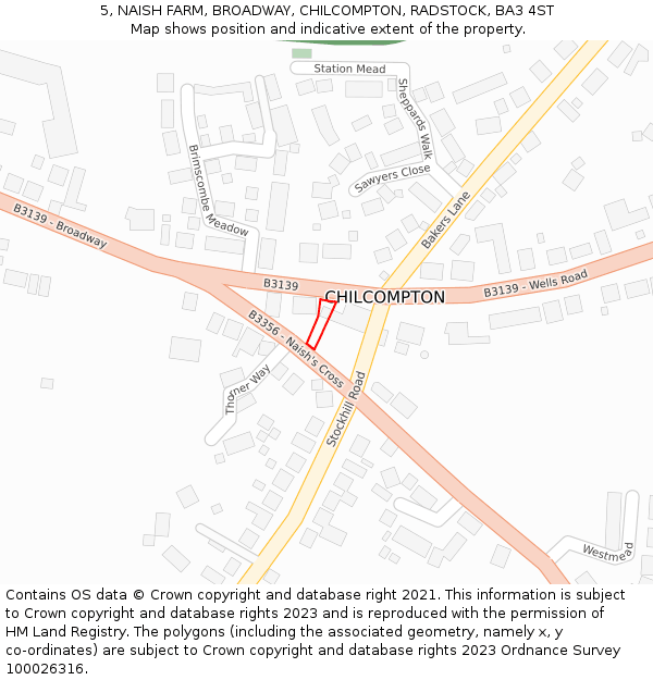 5, NAISH FARM, BROADWAY, CHILCOMPTON, RADSTOCK, BA3 4ST: Location map and indicative extent of plot